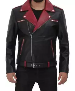 Herren Echt Rindsleder Reiter schmale Passform Biker Mode Motorradjacke - Bild 1 von 5