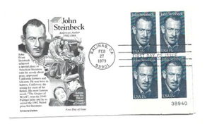 1773 John Steinbeck, Literary Arts, Aristocrat Cachets plate block FDC - Picture 1 of 1