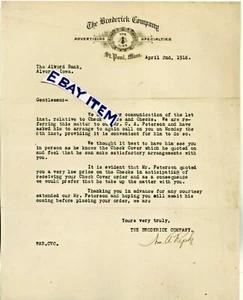 1918 St. Paul Minnesota BRODERICK COMPANY letterhead WILLIAM A REPKE advertising - Foto 1 di 1