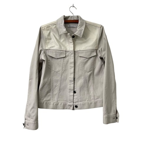 Giacca camionista Alexander Wang Taupe in pelle toppa avorio da donna taglia media