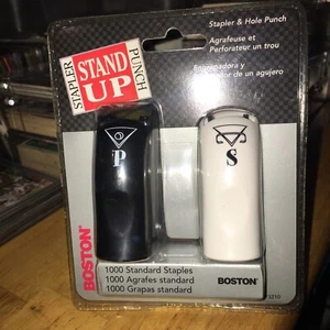 Boston Mini Stapler Single Hole Punch Set Stand Up Small Size SEALED New in Pack - Picture 1 of 3