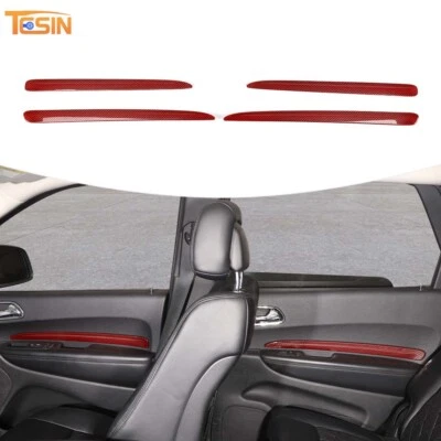 4pcs Red Carbon Fiber Interior Door Panel Trim Cover for Dodge Durango 2011-2020 Foto 1 de 4