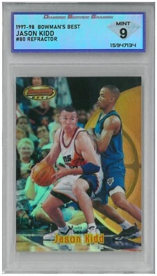 1997 - 98 年 Bowman's Best JASON KIDD #80 折射器 💎 DSG 9 完好 — 第 1/2 张图片