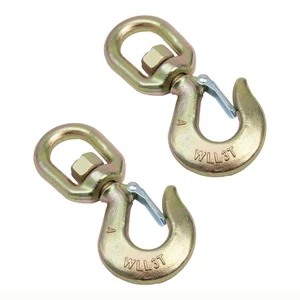 2 Swivel Eye Hook 3 Ton Hoist Lifting Rigging G70 w Latch 5/8" Alloy Steel Crane - Picture 1 of 16