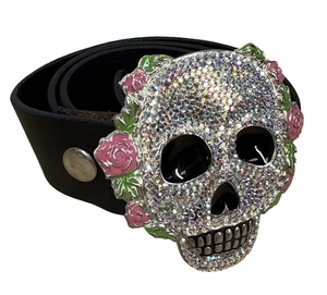 TARINA TARANTINO Calavera y Rosas Cristal Swarovski Hebilla y Cinturón Para Mujer Talla 34 - Imagen 1 de 5
