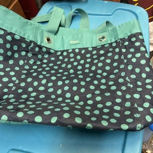 Thirty One Large Tote Green Polka Dots - Picture 1 of 3