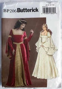 Butterick BP206 206 Misses Cosplay Renaissance Kleid Kostüm Schnittmuster 6-12 - Bild 1 von 4
