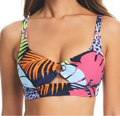 Bar III Palm Prowl Banded O-Ring Bikini Swim Top Tropical Womens Size XS - Image 1 of 4