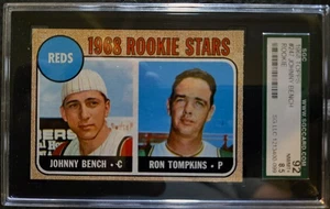 SGC 8.5 92 1968 Topps #247Johnny Bench ROOKIE CARD PULLED FROM RACK PACK IN 1994 - Picture 1 of 12