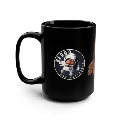 CHEEKY MONKEY TEES Astrobrot 15oz Black Mug, Bernd das Brot, Puppet Character, KiKA TV, Unique Gift