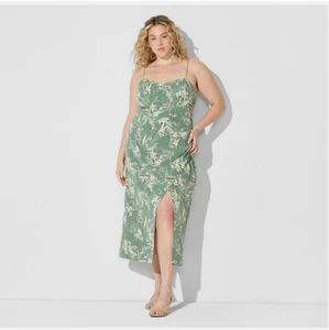 Wild Fable Damen grün Blumen Korsett Midi Bodycon Kleid ärmellos Seitenschlitz XXL - Bild 1 von 4