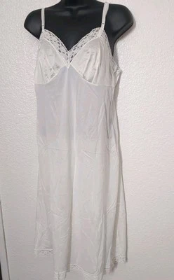 VANITY FAIR Ivory Nylon Slip Style 10-103 Size 36  26” Lace Trim - Image 1 of 4
