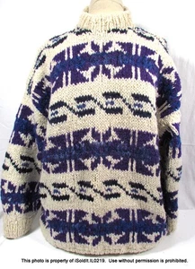 DAMEN VERMONT WOLLPULLOVER GR. L XL beige blau lila schwerer Strick - Bild 1 von 5