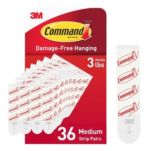 Command Medium Refill Strips, 36 Damage-Free Hanging, White  - Picture 1 of 9