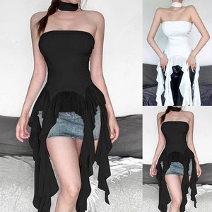 Vintage Women Off Shoulder Halter Vest Solid Color Tank Tops for Summer - Picture 1 of 30