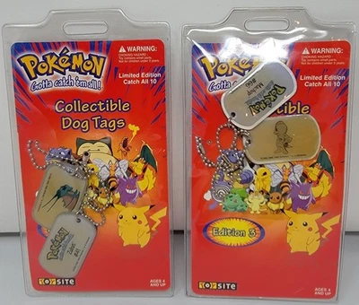 2 etiquetas de perro coleccionables Pokémon nuevas selladas #41 Zubat, #66 Machop 1999 LE Nintendo Foto 1 de 2
