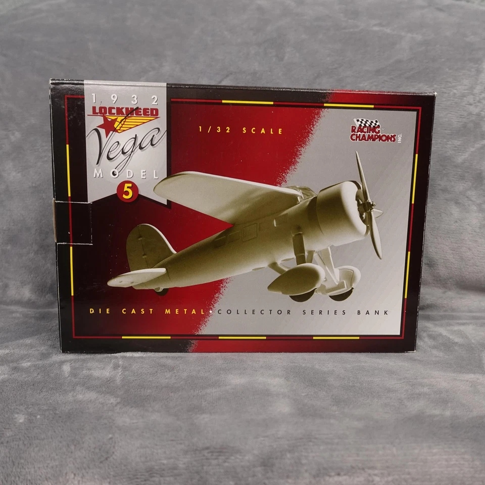 Vintage Racing Champions Lockheed Vega Model 5 1/32 Die-Cast Airplane Bank #43 - Image 1 of 4
