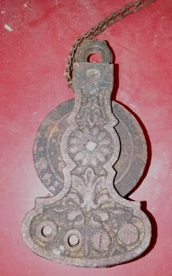 Ancienne POULIE À Chaine de Monte et Baisse LUSTRE Plafonnier - Photo 1/2