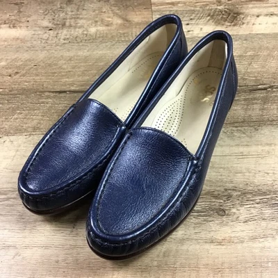 Mocasines cómodos SAS para mujer talla 7S de cuero azul marino EE. UU. Foto 1 de 4
