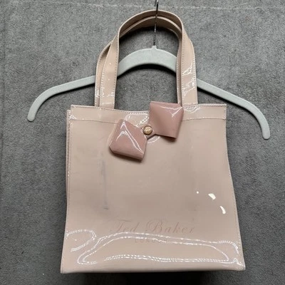 Ted Baker London Tote Bag Pink Patent Bow Small Purse Glossy Satchel - Image 1 of 4