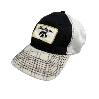Gorra Iowa Hawkeyes ala a cuadros blanca negra dorada correa ajustable NCAA -EUC Foto 1 de 4