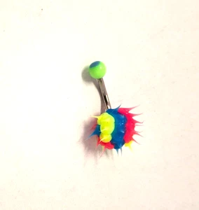 Belly Ring Koosh Ball Multi Bright Non Dangle Naval Steel - Picture 1 of 3
