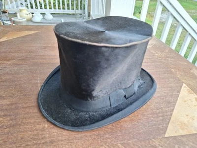 ANTIGUO ORIGINAL DE FINALES DE 1800 SINCLAIR & CO. LONDRES NEGRO PIEL DE CASTOR SOMBRERO DE COPA Foto 1 de 4