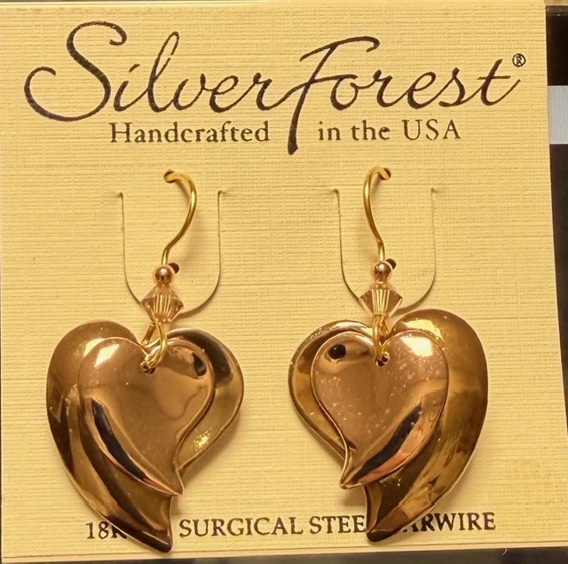 SILVER FOREST CAPAS CORAZONES MODERNOS - NE-0941A NUEVO EN TARJETA HECHO EN EE. UU. Foto 1 de 1