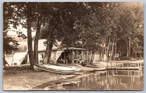 K32/ Valkenburg New York RPPC Postcard c1910 Lake Cottage Boat 1469 - Picture 1 of 2
