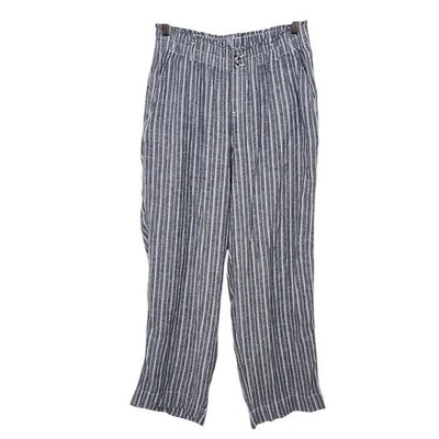 Briggs Blue Striped Linen Blend Pants Sz Large Preppy Blue Stripe Pants - Image 1 of 4
