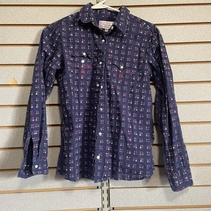 Panhandle Western Shirt Girls XXL 14 Long Sleeve Snap Navy W/ Arrows  - Picture 1 of 4