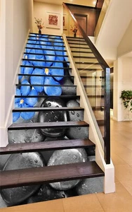 3D Blue Petals 495 Stair Risers Decoration Photo Mural Vinyl Decal Wallpaper - Picture 1 of 5