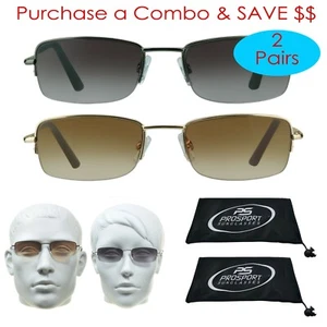 Reading Sunglasses 2 Pairs Full Sun Reader Semi Rimless Square Frame NOT BIFOCAL - Picture 1 of 15