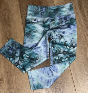 ATHLETA GIRL Blue High Rise Printed Chit Chat Capri Leggings Sz Large (12) ~EUC - Picture 1 of 9