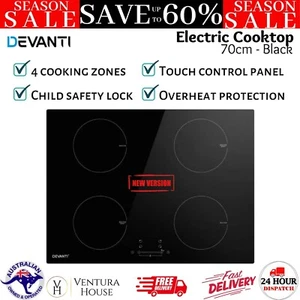 Devanti Electric Induction Cooktop 70cm Ceramic 4 Zones Hot Plate Cook Top Stove - Picture 1 of 12