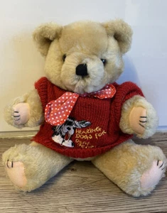 Rizzed Up Teddy Bear w/ Hearing Dogs for Deaf People knitted jumper & Ascot - Picture 1 of 6