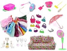 52 pcs/lot Doll Accessories, Dresses, Cleaning Kit, Dollhouse Furniture & more