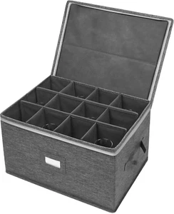 Caja de almacenamiento de copas de vino contenedores, tiene capacidad para 12 copas de vino tinto o blanco, tapa dura - Imagen 1 de 12