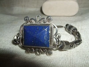 BRACCIALE BRACELET ARMBAND SCHIAVA LAPISLAZZULI BLU ETNICO ARGENTO 925 SILVER - Foto 1 di 11