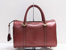 Auth must de Cartier's Leather Bordeaux Boston Bag Travel Vintage Unisex USED