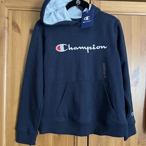 NEW! CHAMPION Sweater Boys Large Blue Navy Hoodie Pullover Kids - Picture 1 of 6