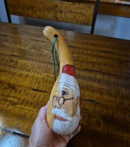 Vintage Hand Painted Christmas Gourd Santa Claus Handmade In Kentucky - Picture 1 of 11