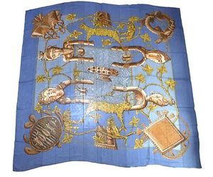 Hermes Shawl ASHANTI 140 cm Chiffon Silk mousseline turtle 56" Scarf Stole - Picture 1 of 11
