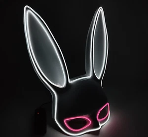 Halloween Cosplay Mask LED Glow Wire Light Up Bunny Girl Half Mask Party Mask - Picture 1 of 6