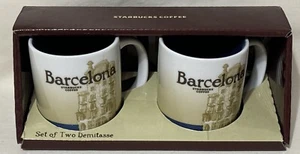 Starbucks Barcelona Spain - Set of Two Demitasse Espresso Mugs 3oz 2008 - Picture 1 of 4