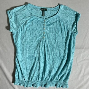 LRL Lauren Ralph Lauren Women Top Blue tunic Floral Design - Picture 1 of 15