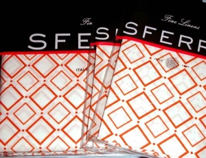 Sferra Deagan King Duvet Cover 5 PC Set Tangerine Egypt Cotton Percale Italy New - Picture 1 of 4