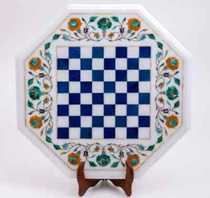 15'' Marble Octagon Chess Table Top with Inlay Art Coffee Table for Home c25 - Picture 1 of 5