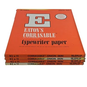 Carta per macchina da scrivere vintage Eatons Corrasable Bond pelle di cipolla 8,5 x 11 320 fogli - Foto 1 di 3