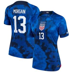 22/23 Alex Morgan #13 USA WOMENS Away Blue Women's 4 Star Soccer Jersey USWNT